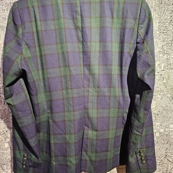 Zara Green/Black Tartan Plaid Blazer- XL - Picture 2 of 3
